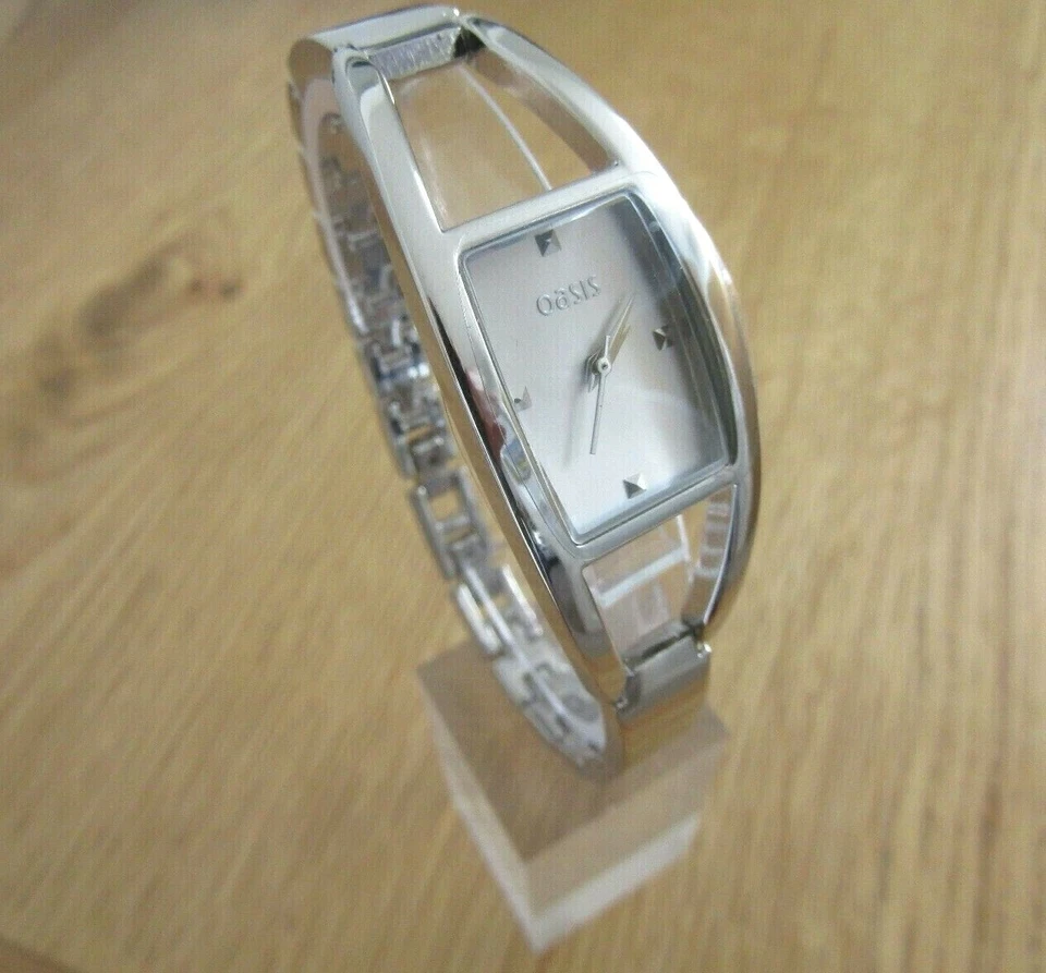 NUEVO RELOJ OASIS SEÑORA PLATA ESFERA CUADRADA PULSERA VINCULADA B719 Foto 4 de 4