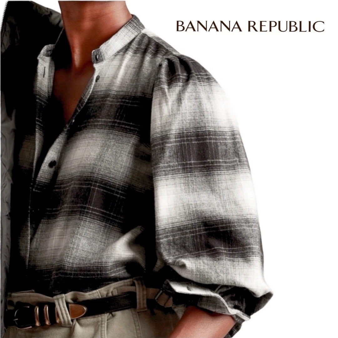 puff sleeve flannel shirt