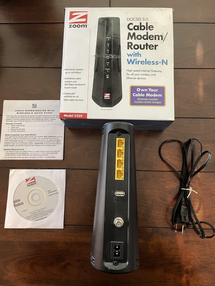 ZOOM DOCSIS 3.0 Cable/Modem Router Wireless-N Model 5350 Series 1092 - Image 3 of 3