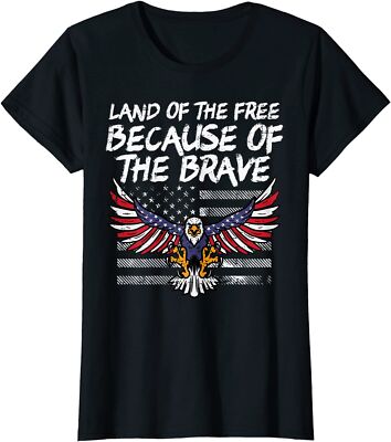 Land Of The Free Because Of Brave Eagle Us Flag Ladies' Crewneck T-Shirt