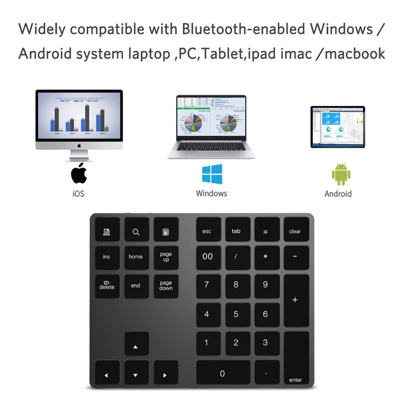 Wireless Bluetooth Number Pad Keypad Stylish Apple Magic Numeric for Mac Laptops - Image 2 of 4