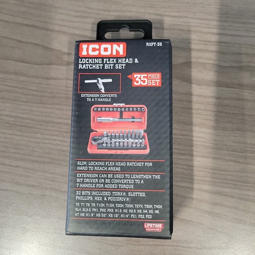 New ICON 35 Piece Locking Flex Head Ratchet & Bit Set Model