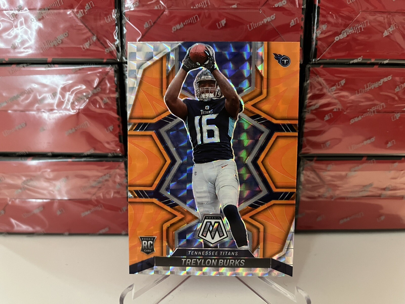 2022 NFL Mosaic Football Treylon Burks #315 Reactive Orange Prizm Rookie Card
