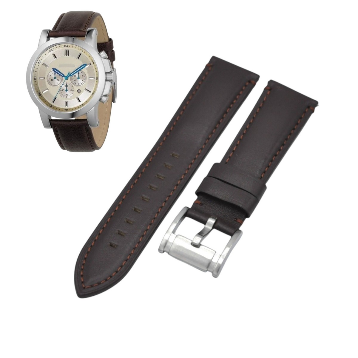 FS4248 22mm Brown Leather Watch Strap For Fossil
