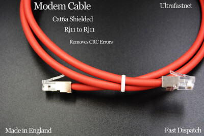 50cm RJ11/RJ11 Rot Cat6 Geschirmt Modem Router Kabel VDSL Hi Speed Cat6a
