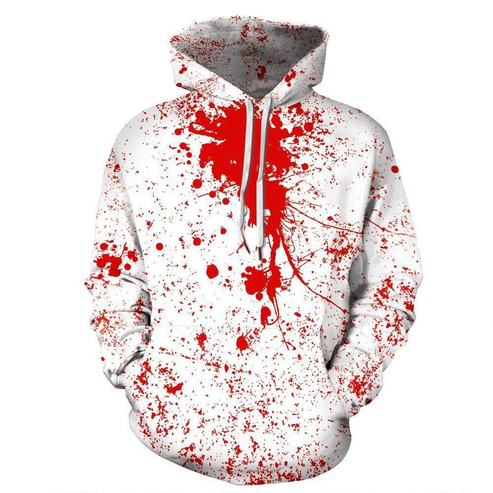 Halloween Blood Hoodie Jumper 3D Printing Hooded Sweatshirt Thin Coat S 5XL