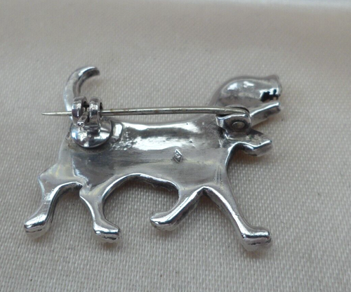 VINTAGE STERLING SILVER MARCASITE DOG BROOCH PIN - Picture 7 of 12