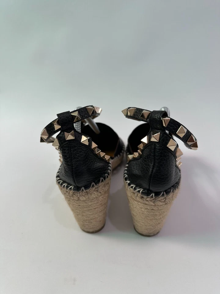 Alpargatas de cuña Valentino de cuero negro con correa al tobillo talla 36 EU Foto 3 de 4