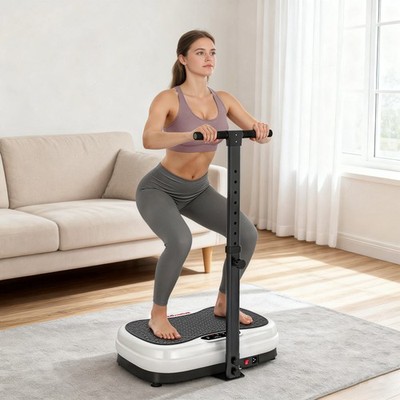 Vibrationsplatte Heimtrainer mit verstellbarem Griff, automatische oder manuelle Geschwindigkeiten