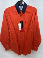 New Men  s Wrangler PBR Orange Long Sleeve Button Up Medium K-36