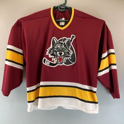 Vtg 90s Chicago Wolves IHL Hockey Jersey Bauer ProWear XXL Signed Maroon Rare