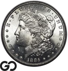 1885 Morgan Silver Dollar Coin, Blast White Solid Gem BU++ Better Date