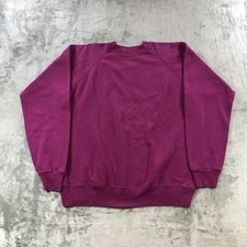 Vintage Hanes Sweatshirt Mens Large Purple Fleece Made USA Raglan Crewneck 90s