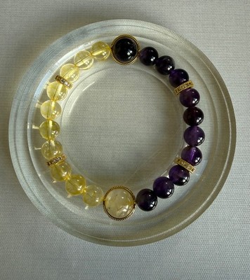 Natürliches Kristall Armband mit 18kt vergoldetem Spacer für Damen