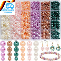 1890 StüCk Bunte Perlen Zum AuffäDeln, 4/6/8/10Mm Glasperlen Runde Perlen Set Mi