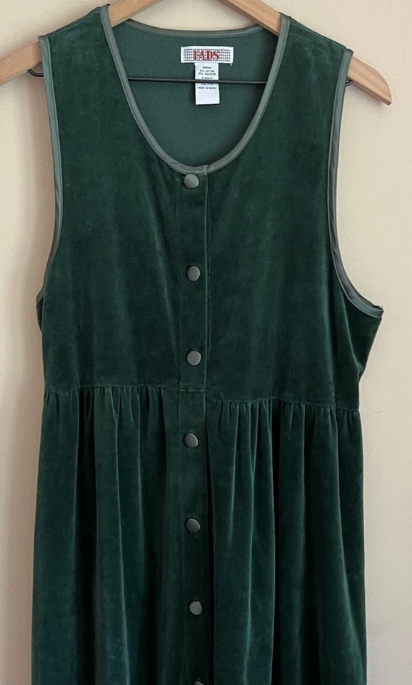 Dress Overall Jumper Vintage 80s 90s Velour Holiday Womens Size Medium PM - Image 3 of 4