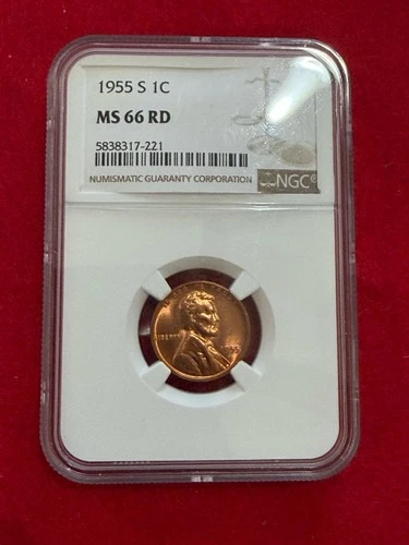1955 S Lincoln Cent NGC MS 66 RD #5838317-221