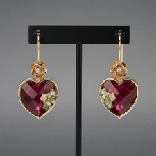 US Seller Betsey Johnson Stone Heart Drop Earrings