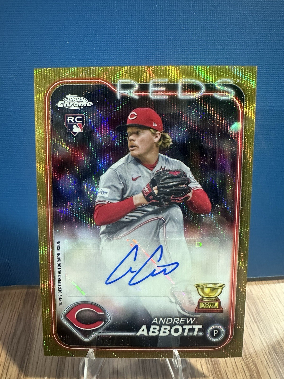 2024 Topps Chrome - Rookie Auto Andrew Abbott #RA-AA Gold Wave Refractor /50 RC