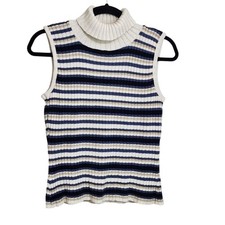 Vintage top  L Y2K 90s striped sleeveless tur...