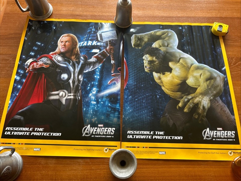 Marvel Avengers Movie Release Thor Hulk Promo Poster 2 Sections 24x36