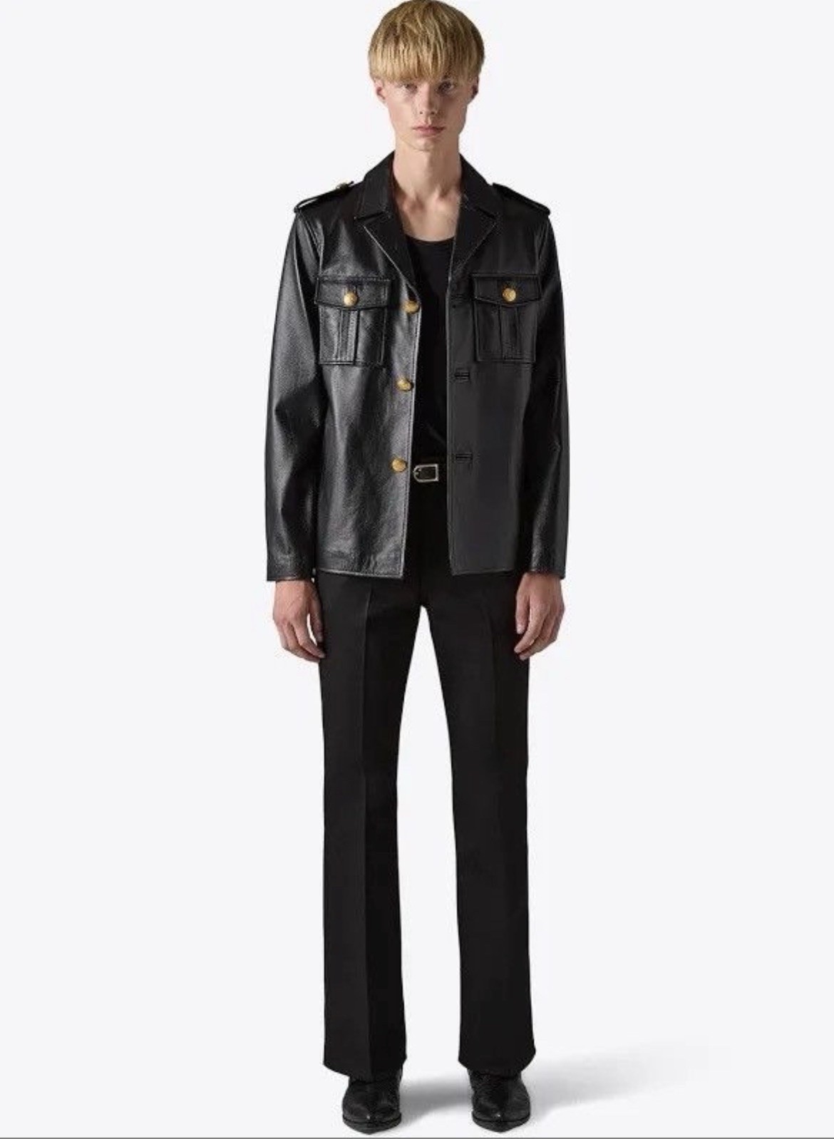 $ 1700 NWT BLK DNM Leather Jacket 175 Black Mens Size EU 48 USA 38 image 10