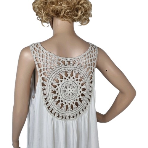 Made in Italy lined beige crochet back dress sz 16 beach holiday summer - Picture 4 of 7