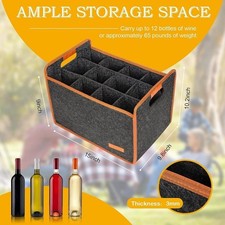 Wine Travel Bag 6/12-Bottle Felt Wine Carrier Storage Box with Divider