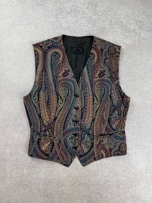 Vintage Bogner Multicolor Cotton Vest Women Size US 12 Duties Paid USA