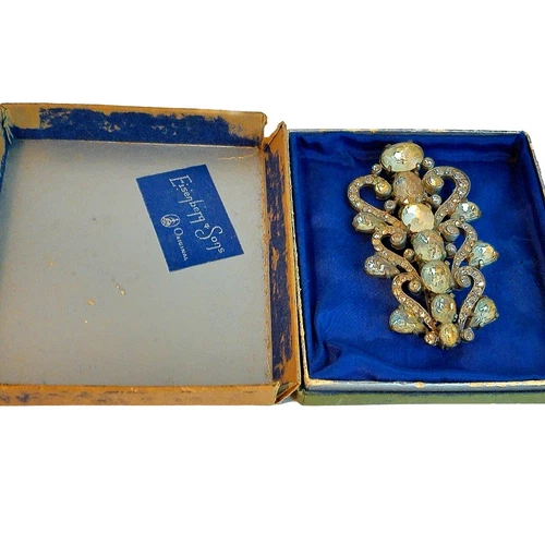 Vintage Eisenberg & Sons Art Deco Rhinestone Brooch Pin Original Box READ