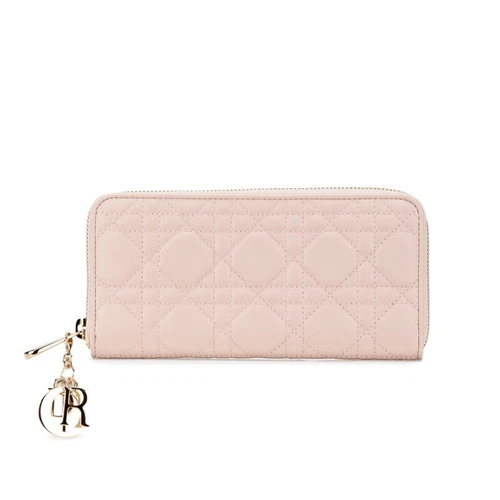 Portefeuille long rond Christian Dior Dior Cannage cuir rose femme GZl15fqa