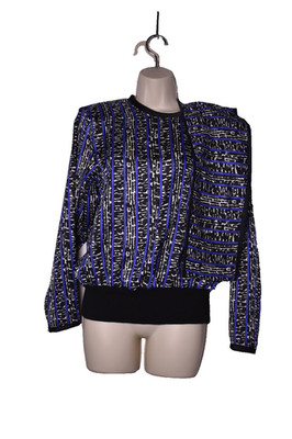 Peters & Ashley Vintage Print Blouse Size 10 Blue Black White