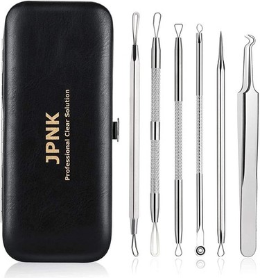 JPNK Blackhead Remover Tools with a Leather bag - 6 Piece