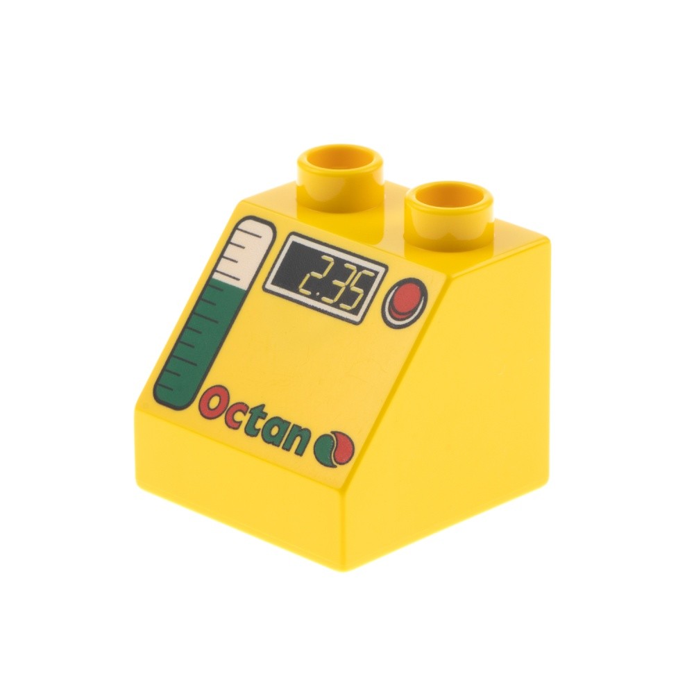 1x Lego Duplo Roof Tile 45° 2x2x1 Yellow Sloped Printed Octan 67199 6474pb24
