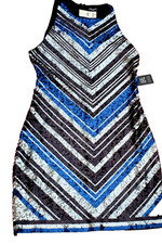 NWT Express Sequin Sheath Dress Sz M 34" Length, 28" Waist Diam, 16" U to U,