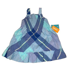 NWT Gymboree Blue Allover Plaid Cotton Poplin Smocked Dress - Size 2T