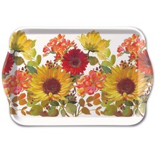 Tray Melamine &ndash; Tablett &ndash; 13 x 21 cm - Sunny Flowers Cream - Sonnenblumen