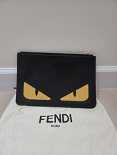 Fendi Monster Clutch Bag PVC Black 19.5cm x 29.5cm Flat