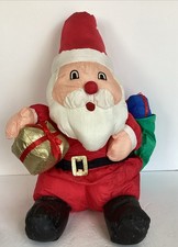 Vintage Parachute Fabric Christmas Santa Claus Nylon 19" Plush 1990's