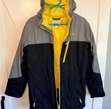Columbia Omni Tech Gray Black Yellow Hooded Full Zip Coat Size Youth XL