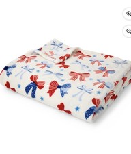 Oversized Patriotic American Flag Bow Throw B...