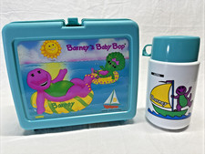 Barney and Baby Bop Lunch Box & Thermos The Lions Group 1993 Plastic Vintage
