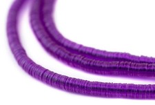 Translucent Purple Vinyl Phono Record Beads 4mm Ghana African Disk Handmade