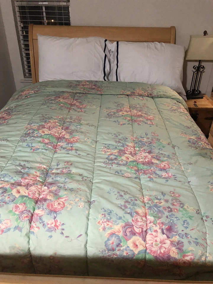 RARO EDREDÓN VINTAGE RALPH LAUREN POMPANO KING ROSA FLOR MULTICOLOR 102x92” Foto 4 de 4