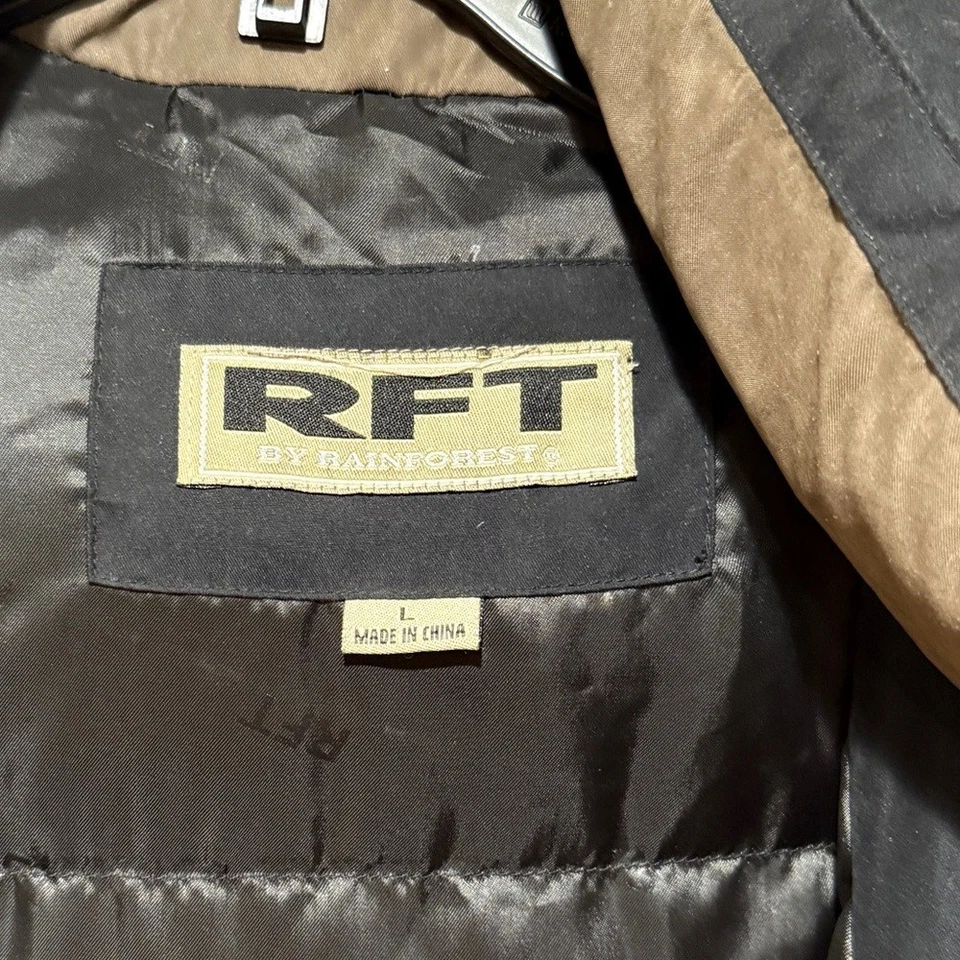 RFT Rainforest Mens Down Winter Puffer Parka Jacket Large L Black Casual Outdoor - Image 2 of 4