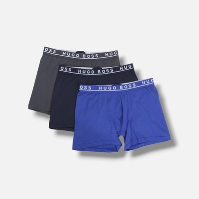 Hugo Boss Men's Blue Assorted 3-Pack Logo Boxer Briefs Underwear Size M