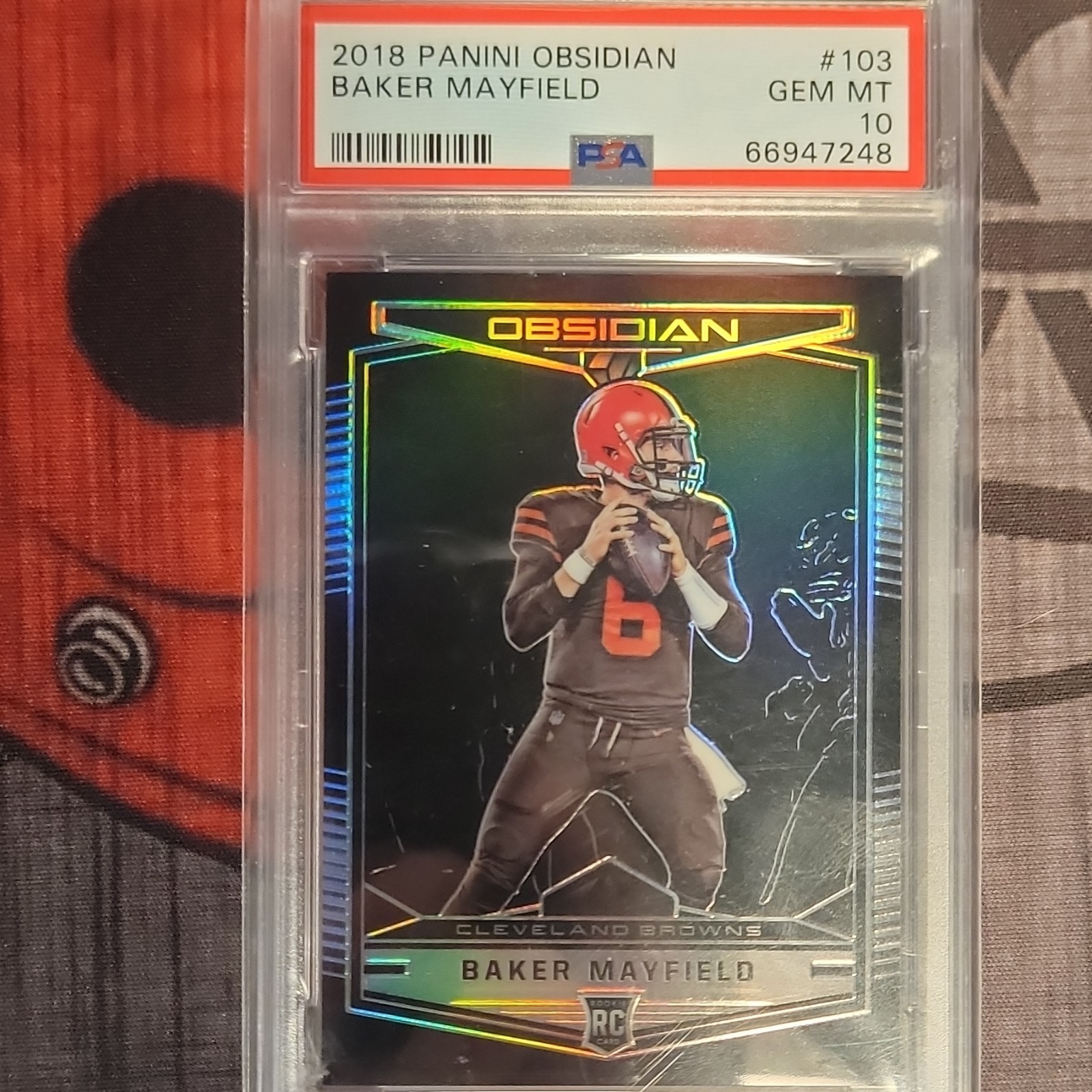 2018 Panini Obsidian Baker Mayfield #103 PSA 10 Rookie Serial #/100 Browns