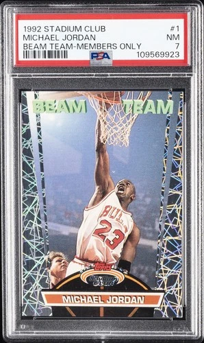 1992 TOPPS STADIUM CLUB BEAM TEAM MEMBERS ONLY #1 MICHAEL JORDAN PSA 7