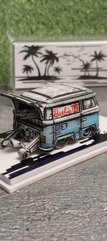 Lápiz dibujado a mano personalizado Hot Wheels raro Kool Kombi Barbie Foto 3 de 4