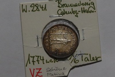     DEUTSCHLAND BRAUNS-CA-HAN. 1/6 TALER 1774 RARE HIGH GRADE B86 WL49
